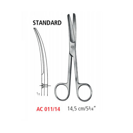 AC 011/14 ножницы операционные STANDARD, изогнутые, тупые/тупые, 14.5 см