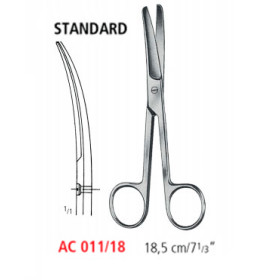 AC 011/18 ножницы операционные STANDARD, изогнутые, тупые/тупые, 18.5 см