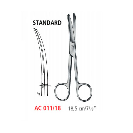AC 011/18 ножиці операційні STANDARD, зігнуті, тупі/тупі, 18.5 см