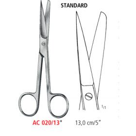 AC 020/13 ножницы операционные STANDARD, прямые, острые/тупые, 13.0 см