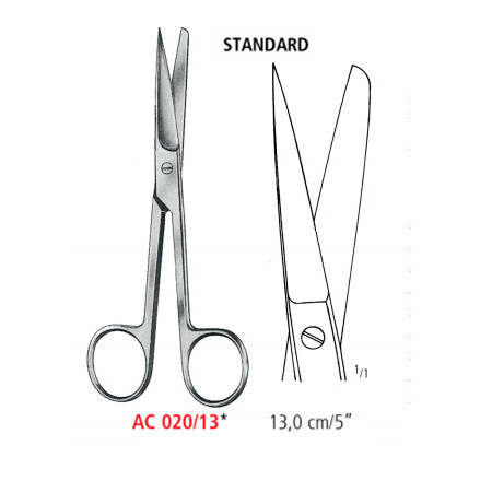 AC 020/13 ножницы операционные STANDARD, прямые, острые/тупые, 13.0 см