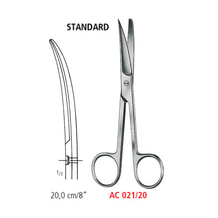 AC 021/20 ножницы операционные STANDARD, изогнутые, острые/тупые, 20.0 см