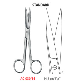 AC 030/14 ножиці операційні STANDARD, прямі, гострі/гострі, 14.5 см
