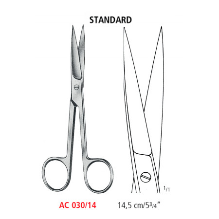 AC 030/14 ножницы операционные STANDARD, прямые, острые/острые, 14.5 см