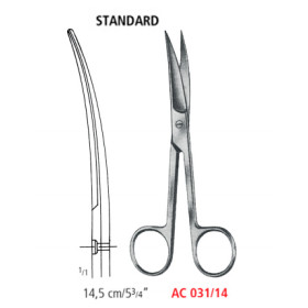 AC 031/14 ножницы операционные STANDARD, изогнутые, острые/острые, 14.5 см