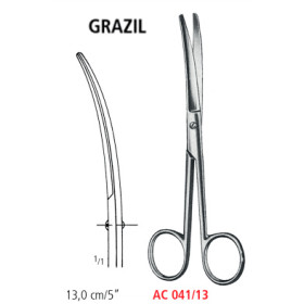 AC 041/13 ножницы операционные GRAZIL, изогнутые, тупые / тупые, 13.0 см