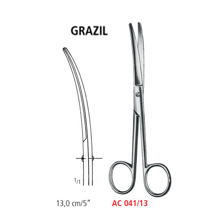 AC 041/13 ножницы операционные GRAZIL, изогнутые, тупые / тупые, 13.0 см