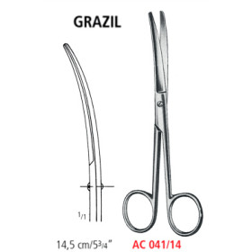AC 041/14 ножницы операционные GRAZIL, изогнутые, тупые / тупые, 14.5 см