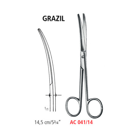 AC 041/14 ножницы операционные GRAZIL, изогнутые, тупые / тупые, 14.5 см