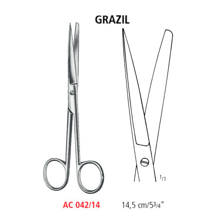 AC 042/14 ножиці операційні GRAZIL, прямі, гострі/тупі, 14.5 см
