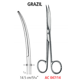 AC 047/14 ножиці операційні GRAZIL, зігнуті, гострі/гострі, 14.5 см