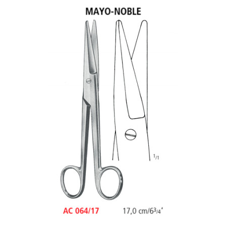 AC 064/17 ножницы операционные MAYO-NOBLE, прямые, тупые/тупые, 17.0 см