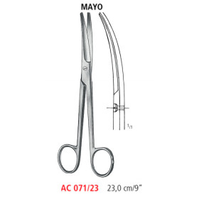 AC 071/23 ножницы операционные MAYO, изогнутые, тупые/тупые, 23.0 см
