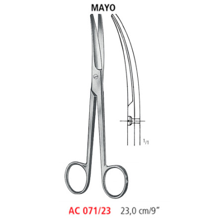 AC 071/23 ножницы операционные MAYO, изогнутые, тупые/тупые, 23.0 см