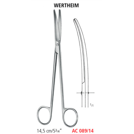AC 089/14 ножиці операційні WERTHEIM, зігнуті, тупі/тупі, 14.5 см