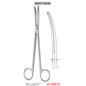 AC 089/19 ножницы операционные WERTHEIM, изогнутые, тупые/тупые, 19.5 см