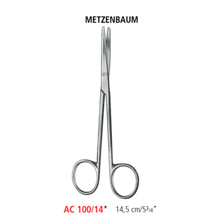 AC 100/14 ножницы операционные METZENBAUM, прямые, тупые/тупые, 14.5 см