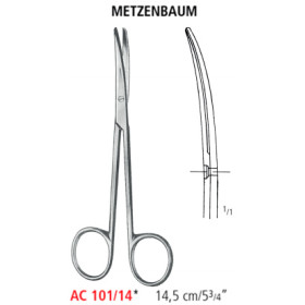 AC 101/14 ножницы операционные METZENBAUM, изогнутые, тупые/тупые, 14.5 см