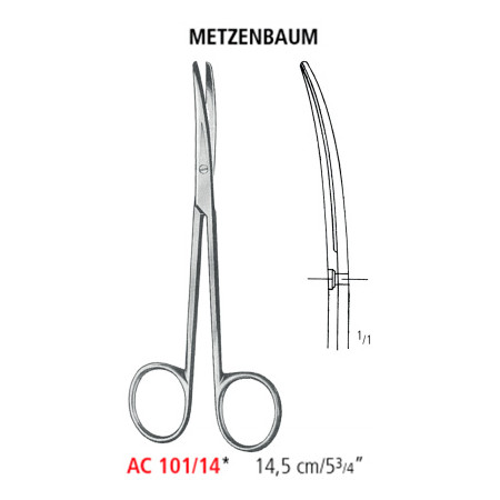 AC 101/14 ножницы операционные METZENBAUM, изогнутые, тупые/тупые, 14.5 см