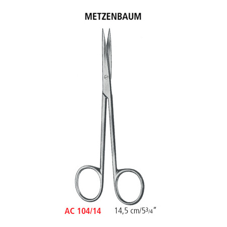 AC 104/14 ножницы операционные METZENBAUM, прямые, острые/острые, 14.5 см