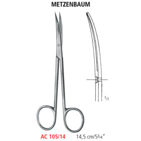 AC 105/14 ножницы операционные METZENBAUM, изогнутые, острые/острые, 14.5 см