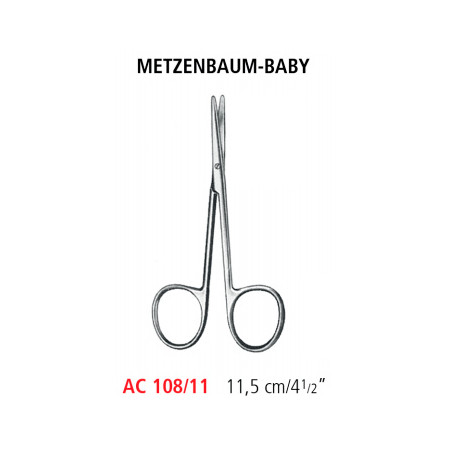 AC 108/11 ножницы операционные METZENBAUM-BABY, детские, прямые, тупые/тупые, 11.5 см