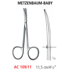 AC 109/11 ножницы операционные METZENBAUM-BABY, детские, изогнутые, тупые/тупые, 11.5 см