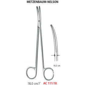 AC 111/18 ножницы METZENBAUM-NELSON, изогнутые, тупые/тупые, 18.0 см
