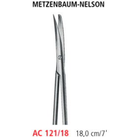 AC 121/18 ножницы METZENBAUM-NELSON, изогнутые, острые/тупые, 18.0 см
