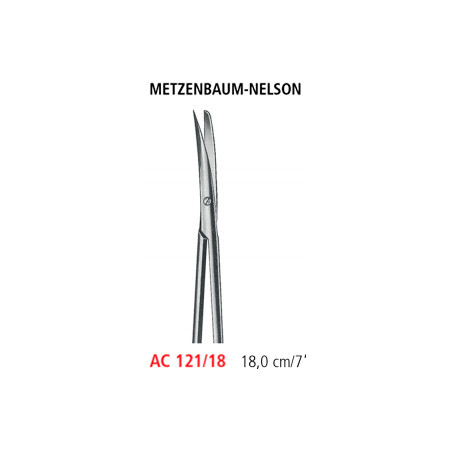 AC 121/18 ножницы METZENBAUM-NELSON, изогнутые, острые/тупые, 18.0 см