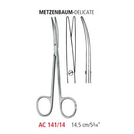 AC 141/14 ножницы METZENBAUM-DELICATE, изогнутые, тупые/тупые, 14.5 см