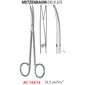 AC 143/14 ножницы METZENBAUM-DELICATE, изогнутые, острые/острые, 14.5 см
