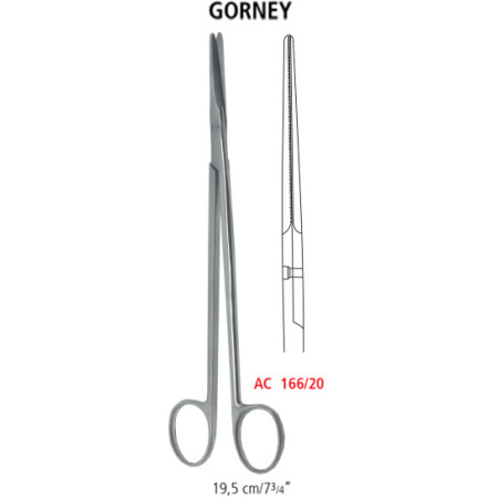 AC 166/20 ножиці анатомічні GORNEY, прямі, зазубрені, 19.5 см