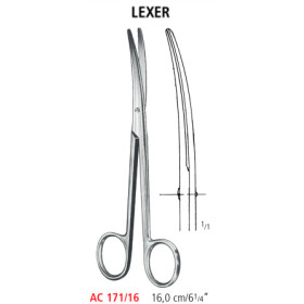 AC 171/16 ножницы анатомические LEXER, изогнутые, 16.0 см