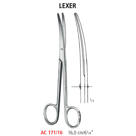 AC 171/16 ножиці анатомічні LEXER, зігнуті, 16.0 см