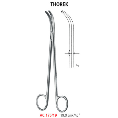 AC 175/19 ножиці анатомічні THOREK, зігнуті, 19.0 см