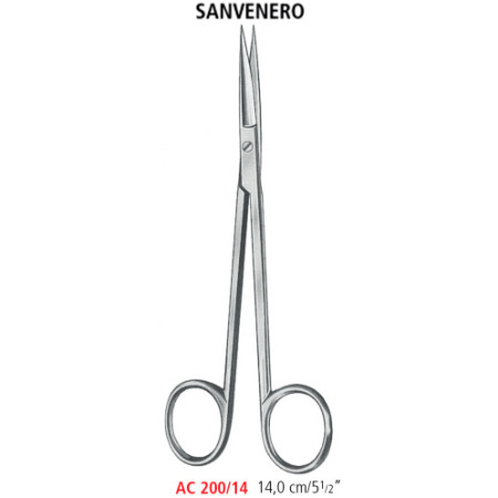 AC 200/14 ножиці анатомічні SANVENERO, прямі, гострі/гострі 14.0 см