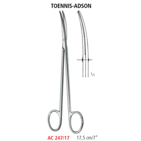 AC 247/17 ножиці анатомічні TOENNIS-ADSON, зігнуті, 17.5 см