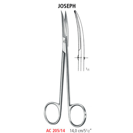 AC 205/14 ножиці для пластичної хірургії JOSEPH, зігнуті, 14.0 см