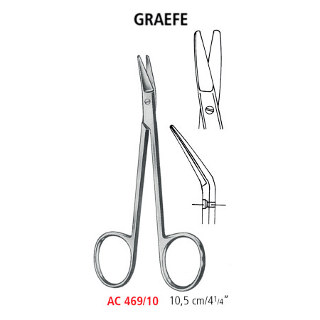 AC 469/10 ножиці офтальмологічні GRAEFE, вигнуті, 10.5 см