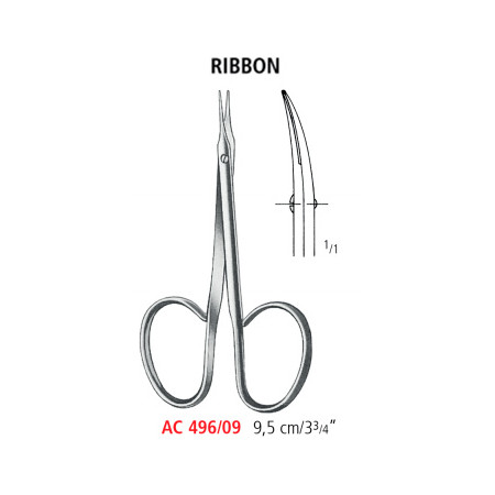 AC 496/09 ножиці офтальмологічні RIBBON, тупокінцеві, прямі, 9.5 см