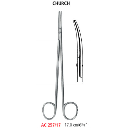 AC 257/17 ножиці судинні CHURCH, зігнуті, 17.0 см