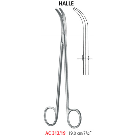 AC 313/19 ножиці нозальні HALLE, зігнуті, 19.0 см