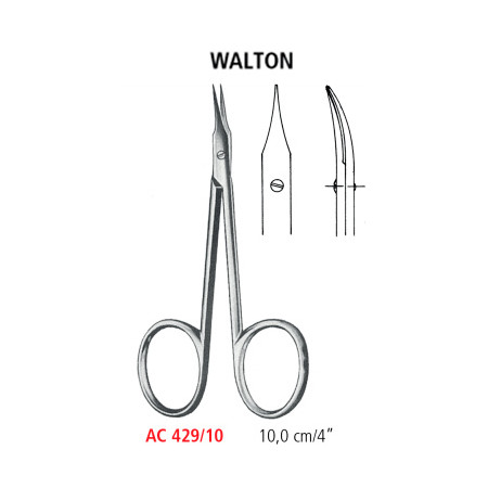 AC 429/10 ножиці тонкі WALTON, зігнуті, 10.0 см
