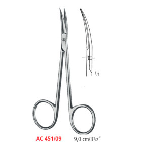 AC 451/09 ножницы для иридэктомии, изогнутые, острые/острые, 9.0 см