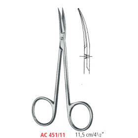 AC 451/11 ножницы для иридэктомии, изогнутые, острые/острые, 11.5 см