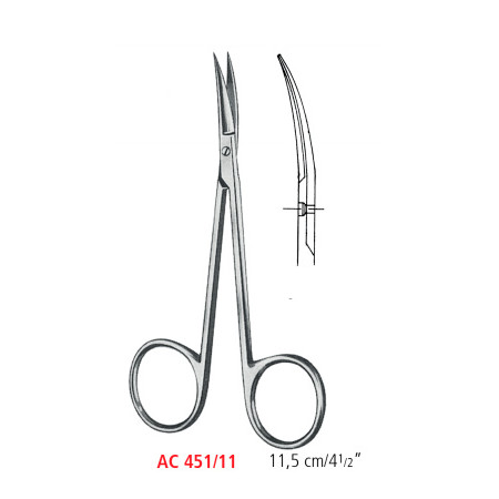AC 451/11 ножиці для ірідектомії, зігнуті, гострі/гострі, 11.5 см