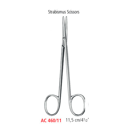 AC 460/11 ножиці тупокінцеві STRABISMUS, прямі, 11.5 см