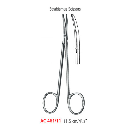 AC 461/11 ножиці тупокінцеві STRABISMUS, зігнуті, 11.5 см