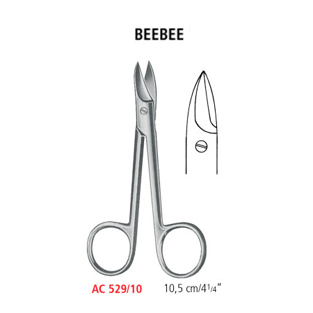 AC 529/10 ножницы для проволоки BEEBEE, изогнутые, заостренные, 10.5 см